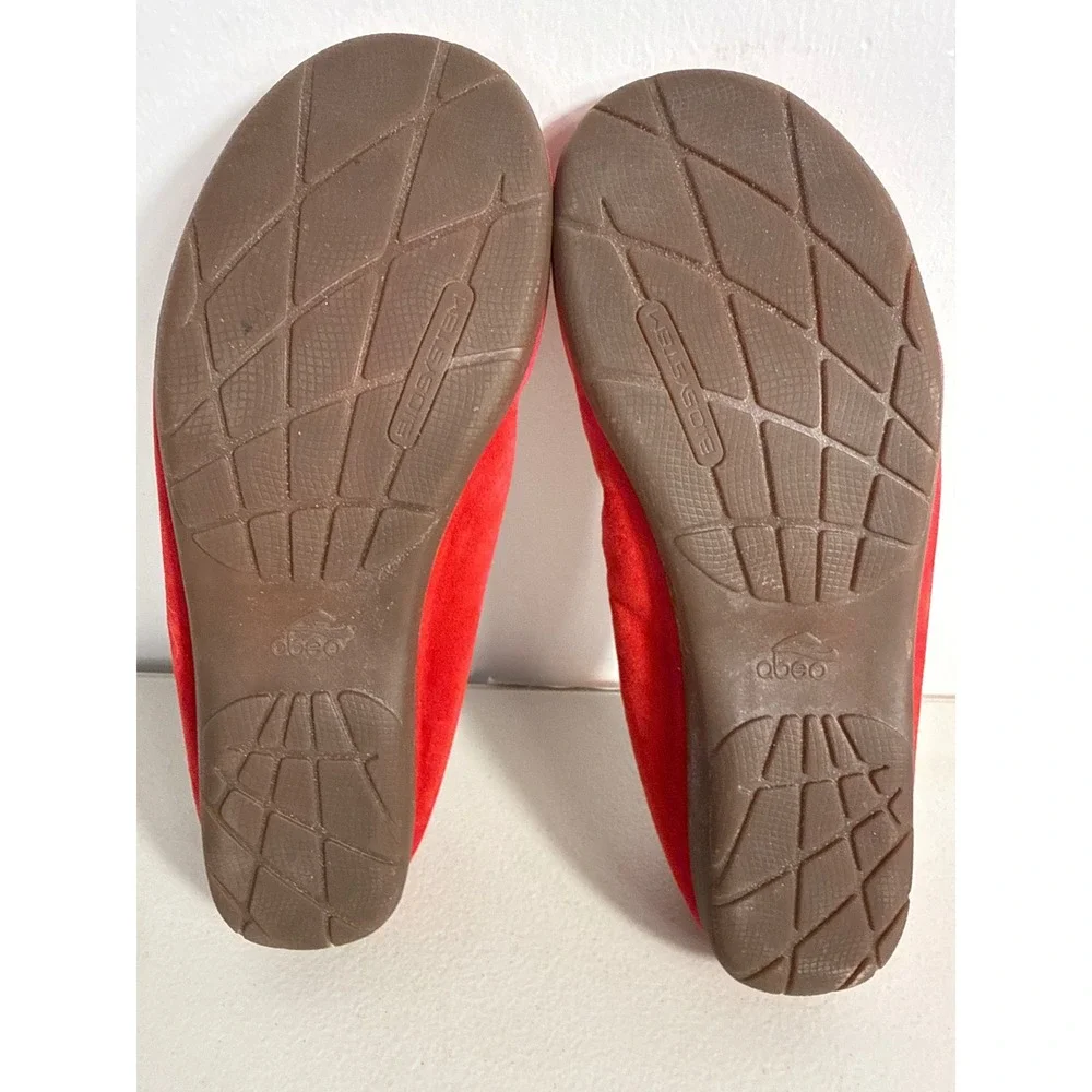 Abeo B.I.O.system Red Suede Ballet Flats Comfort Orthotic Shoes Women Size 8.5